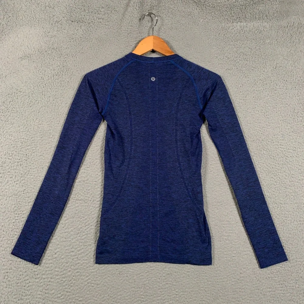 Lululemon Swiftly Tech Crew Shirt Women's 4 Blue Heather Performance Long Sleeve